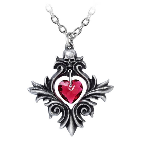 Bouquet of Love Crystal Heart Pendant Necklace by Alchemy Gothic