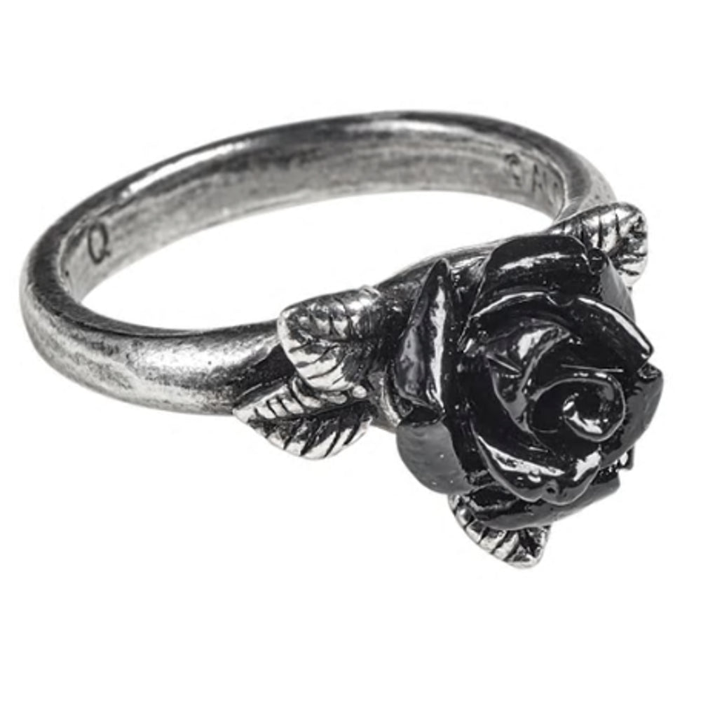 Large Black Rose Glitter Ring | Large Black Flower Ring - Stranded Treasures