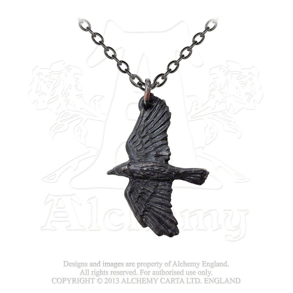 Ravenine Black Raven Pendant Necklace by Alchemy Gothic