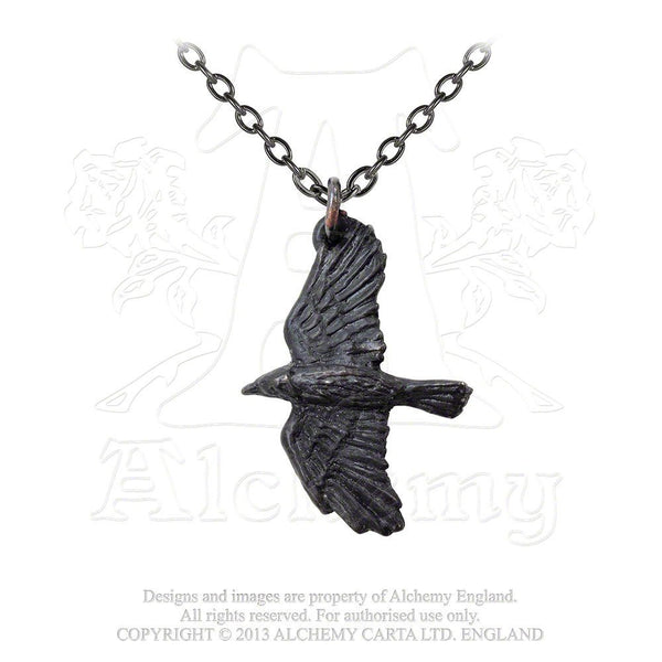 Ravenine Black Raven Pendant Necklace by Alchemy Gothic