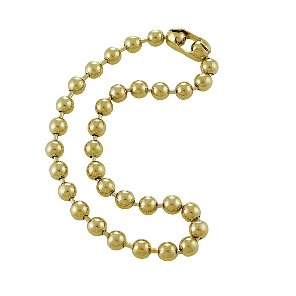9.5mm Extra Large Gold Brass Ball Chain Mens Necklace