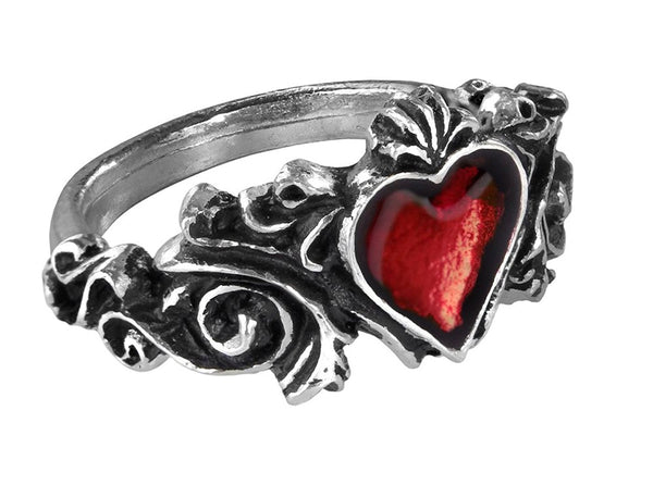 Betrothal Ring with Red Heart by Alchemy Gothic