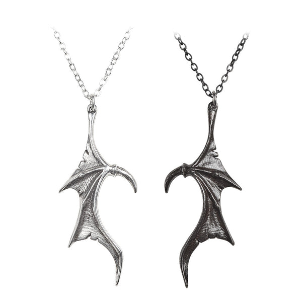 Darkling Heart Necklaces Alchemy Gothic Couples Matching Dragon Wing Pendants