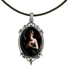 Gothic Angel with Rose Antique Silver Cameo Pendant on 18" Black Leather Cord Necklace
