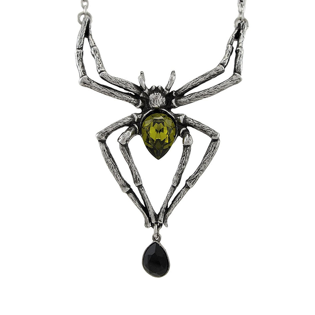 Emerald Venom Crystal Spider Necklace by Alchemy Gothic