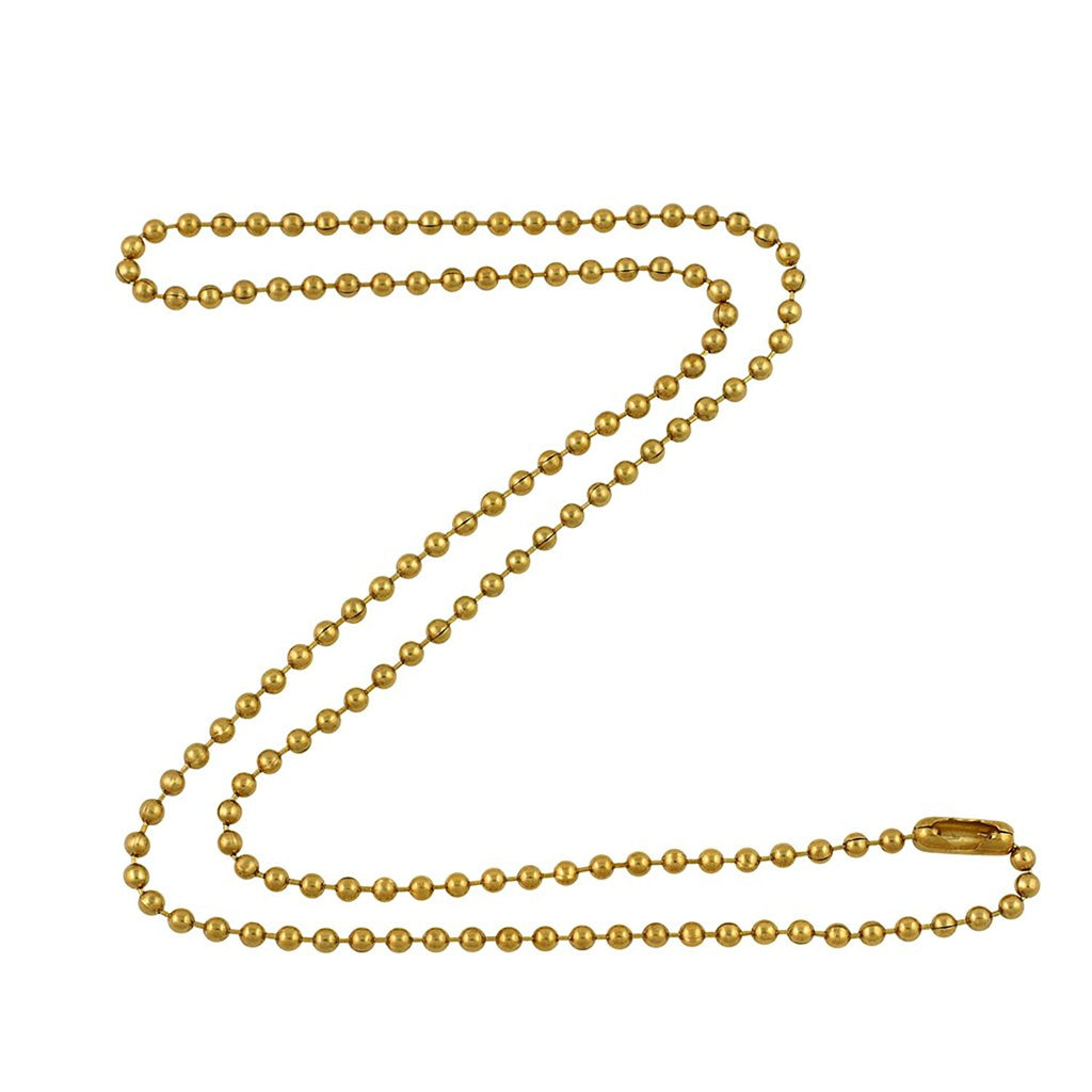 2.4mm Gold Tone Brass Plated Steel Ball Chain Necklace with Extra Durable Color Protect Finish