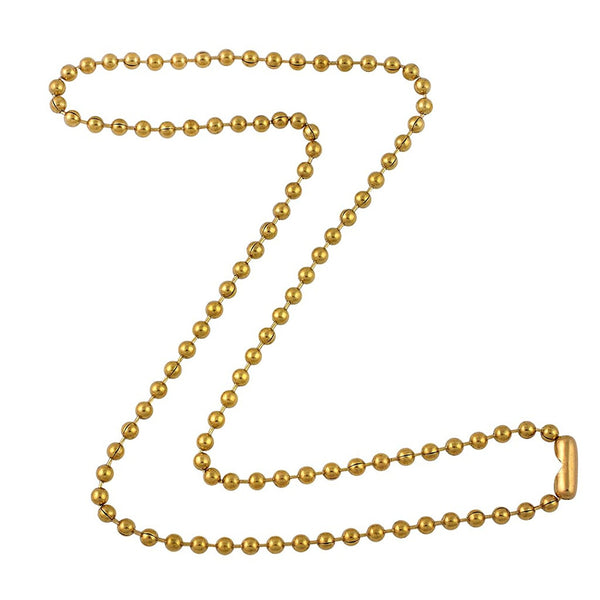 3.2mm Gold Tone Brass Plated Steel Ball Chain Necklace with Extra Durable Color Protect Finish
