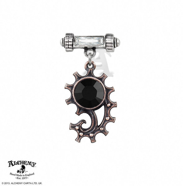 Alchemy Gothic Ingenieurial Elegance Black Crystal Single Earring