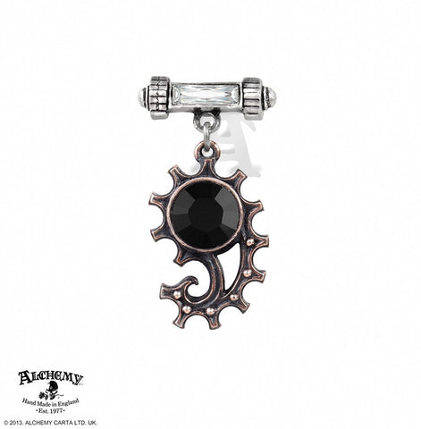 Alchemy Gothic Ingenieurial Elegance Black Crystal Single Earring