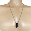 Modern Men's Genuine Black Lava Rock Point Pendant on Stainless Steel Chain Necklace, 27"