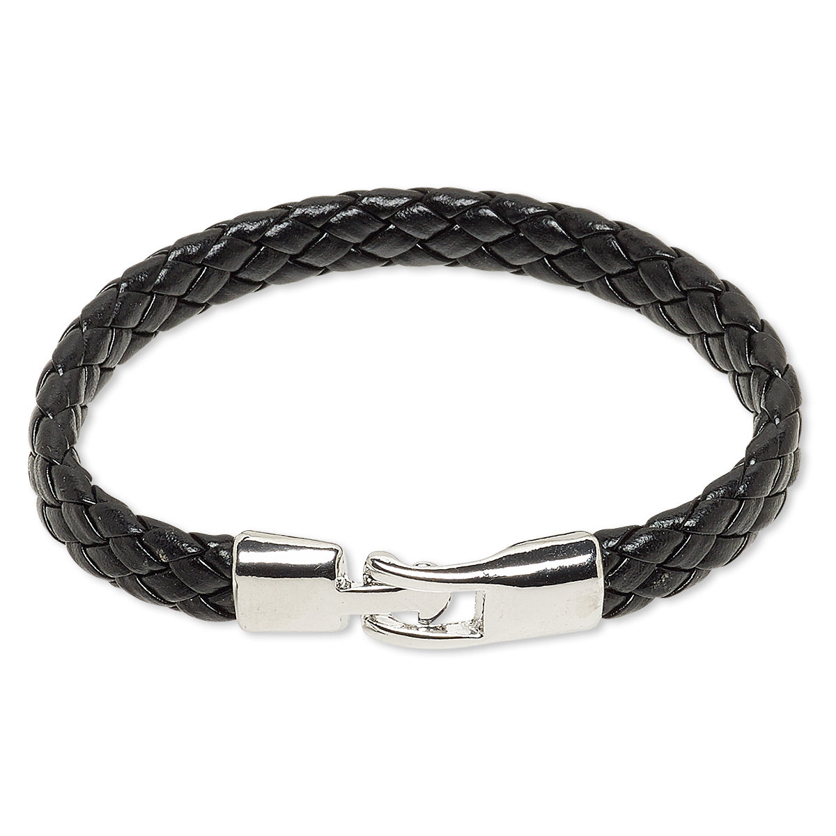 Men's Woven Black Leather Bracelet