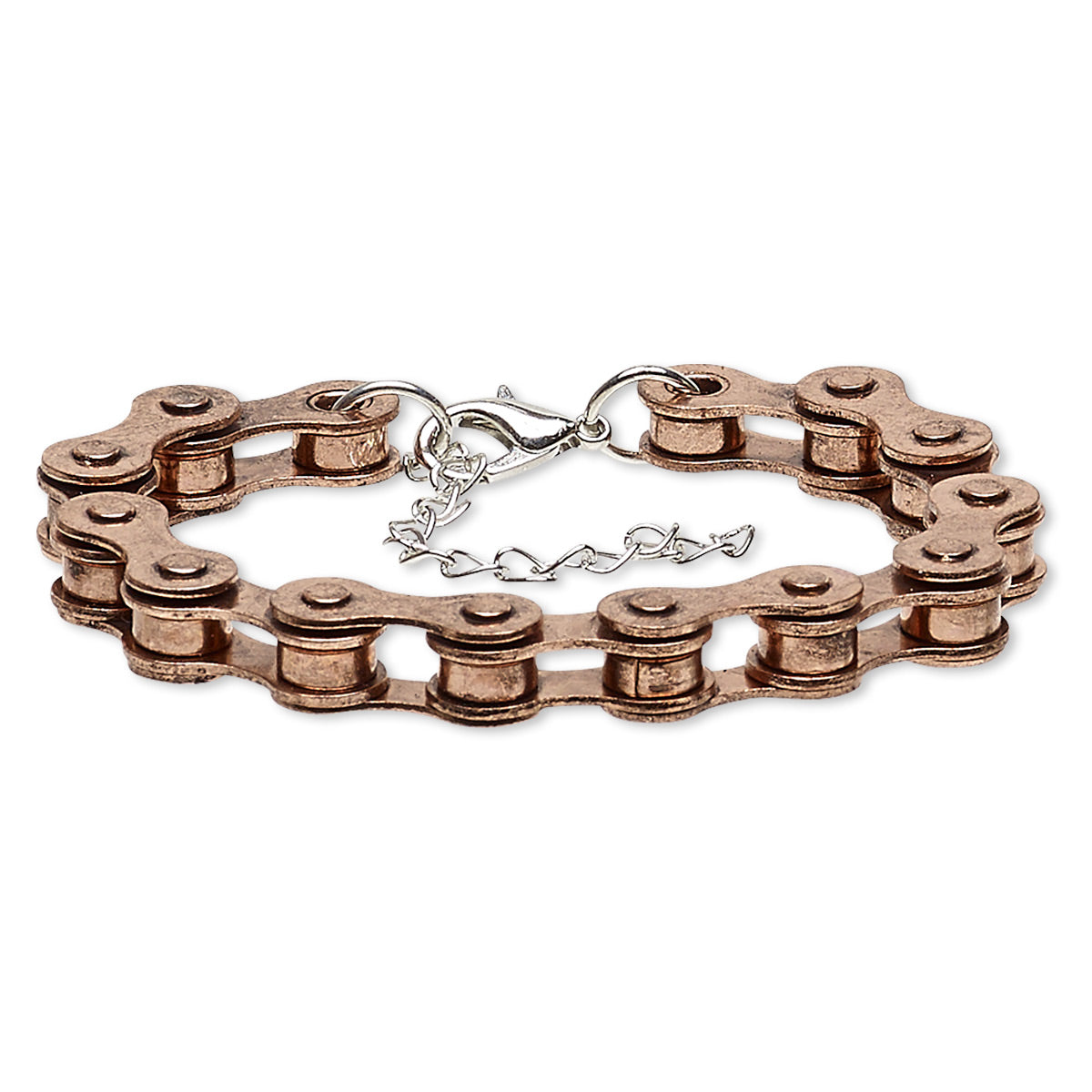 Copper Watch Chain Antique Copper Mens Bike Chain Bracelet, Adjustable with Extender Chai