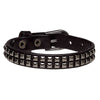 Black Gothic/Punk Leather Bracelet with Double Row of Studded Gunmetal Squares