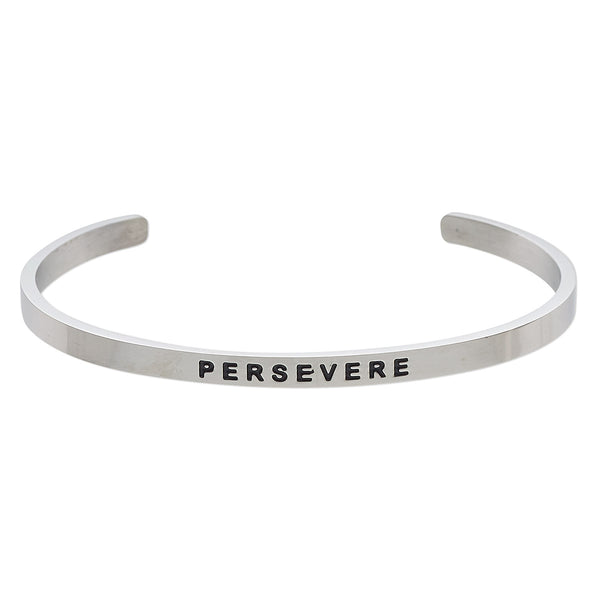 Stainless Steel "PERSEVERE" Inspirational Cuff Bracelet