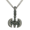 Pewter Double Sided Axe Pendant with Extra Large Bail, on Men's Heavy Curb Chain Necklace, 24"