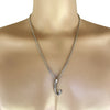 Pewter Fish Hook Fishing Pendant with Extra Large Bail, on Men's Heavy Curb Chain Necklace, 24"