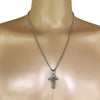 Pewter Gothic Tribal Cross Pendant with Extra Large Bail, on Men's Heavy Curb Chain Necklace, 24"