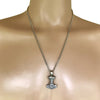 Pewter Thors Hammer Mjolnir Pendant with Extra Large Bail, on Men's Heavy Curb Chain Necklace, 24"
