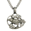Pewter Raven Celtic Knot Pendant with Extra Large Bail, on Men's Heavy Curb Chain Necklace, 24"