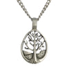 Pewter Tree of Life Pendant with Extra Large Bail, on Men's Heavy Curb Chain Necklace, 24"