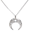 Petite Celtic Downward Crescent Moon Naja Pendant Sterling Silver Necklace