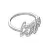 Love Script Word Cubic Zirconia CZ Pave Sterling Silver Fashion Statement Ring