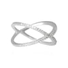Criss Cross X Cubic Zirconia CZ Sterling Silver Engagement Eternity Fashion Ring