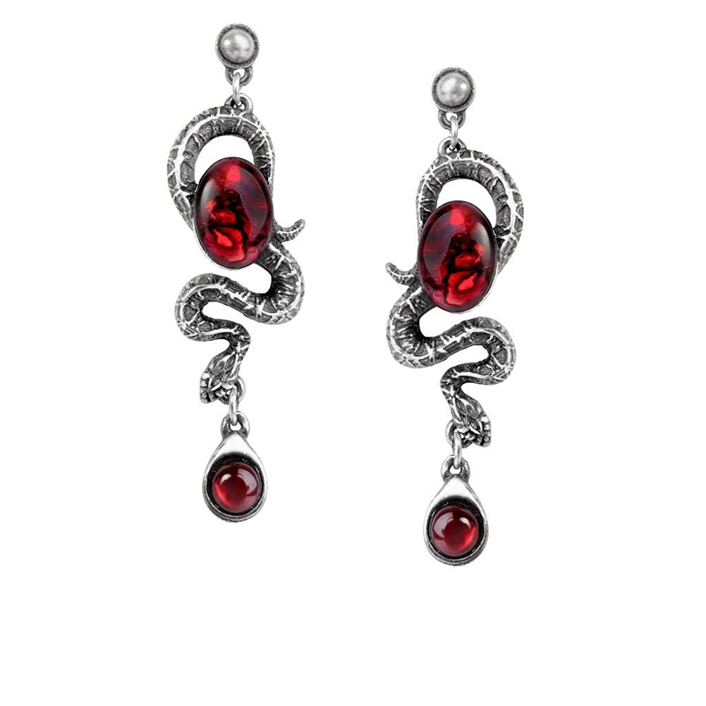 Serpents Eye Red Abalone & Crystal Earrings by Alchemy Gothic