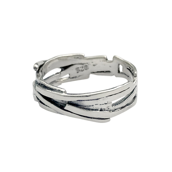 Ultra Modern Layered Art Fashion Ring Band in Sterling Silver