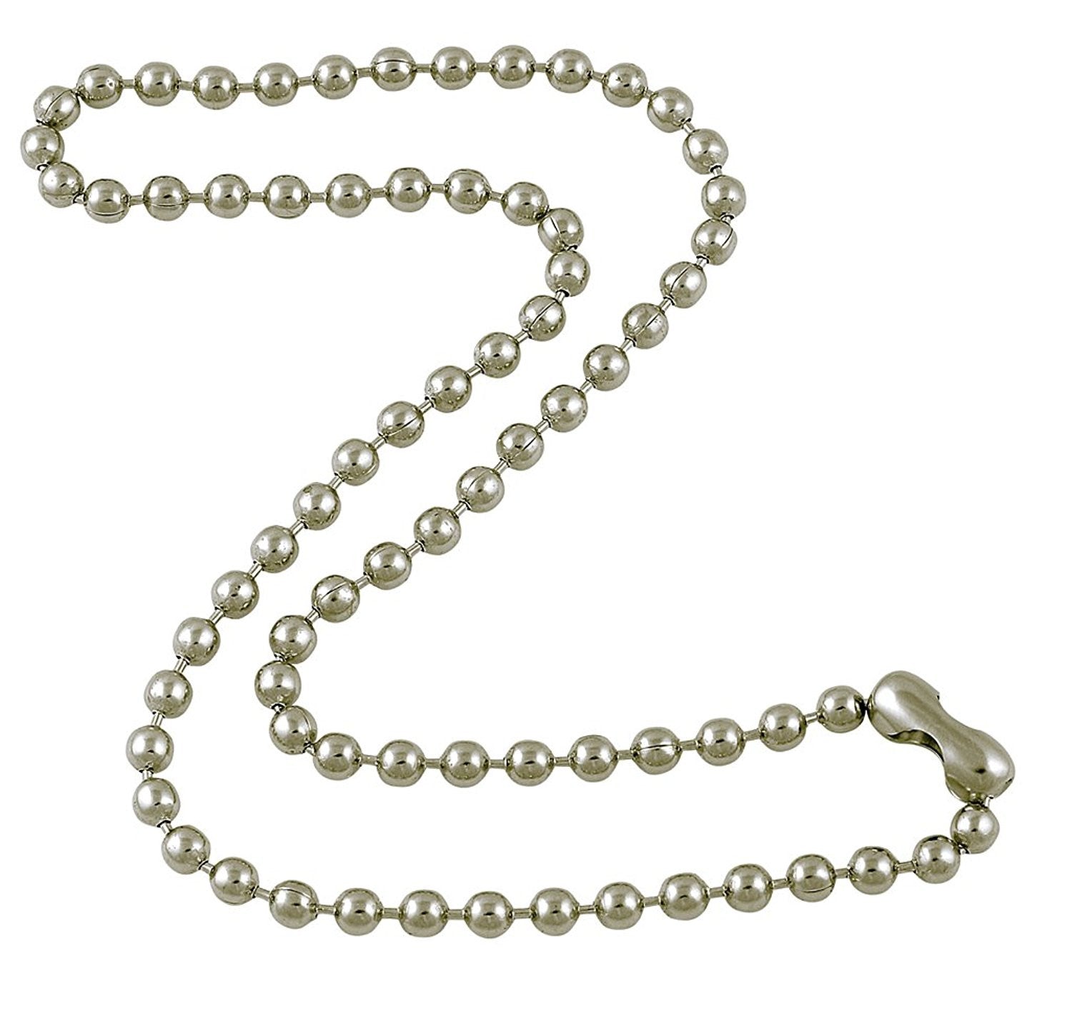 4.8mm Large Silver Tone Steel Ball Chain Necklace with Extra Durable C