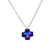 Deep Blue Swarovski Crystal Reversible Cross Charm Pendant on Silver Chain Necklace